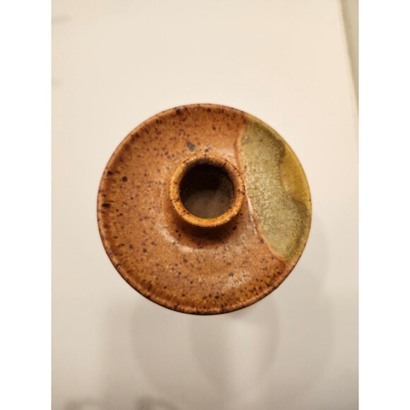 Handmade Ceramic Candle Holder Pottery Signed Artisan Rustic Design Vintage - Picture 11 of 14